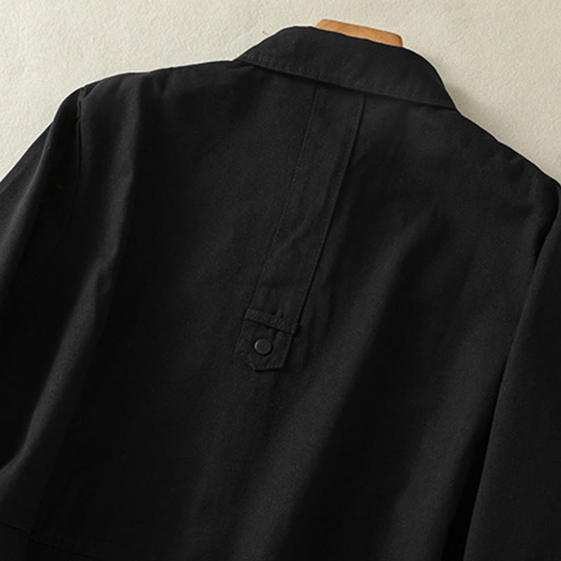 Buddha Stones Plain Button Design Stand Collar Women's Cotton Jacket - image 9