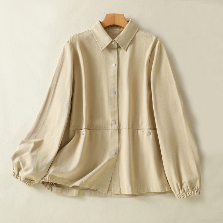Buddha Stones Plain Button Design Stand Collar Women's Cotton Jacket - LemonChiffon - US14，UK/AU18，EU46 (2XL) - image 16