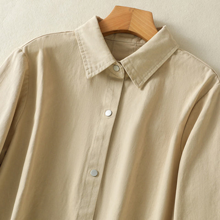 Buddha Stones Plain Button Design Stand Collar Women's Cotton Jacket - image 18