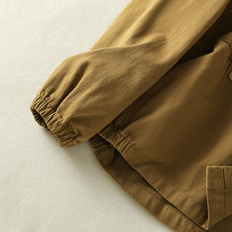 Buddha Stones Plain Button Design Stand Collar Women's Cotton Jacket - image 28