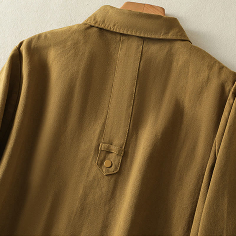 Buddha Stones Plain Button Design Stand Collar Women's Cotton Jacket - image 33