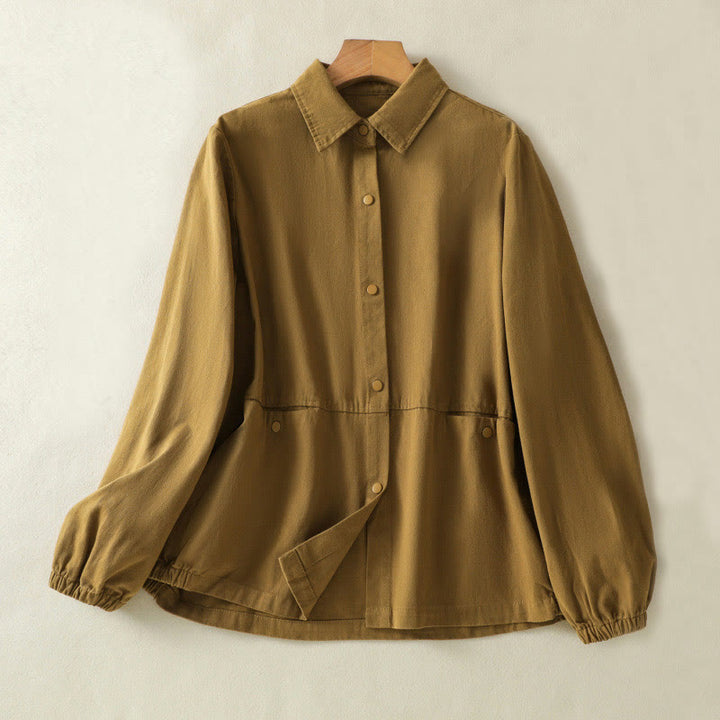 Buddha Stones Plain Button Design Stand Collar Women's Cotton Jacket - DarkGoldenrod - US14，UK/AU18，EU46 (2XL) - image 26