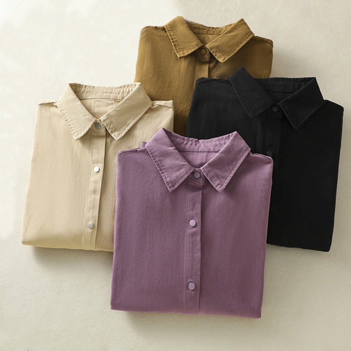 Buddha Stones Plain Button Design Stand Collar Women's Cotton Jacket - image 35