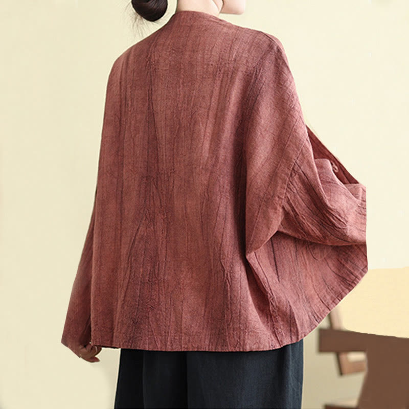 Buddha Stones Plain Long Sleeve Women's Cotton Linen Jacket With Pockets - image 11