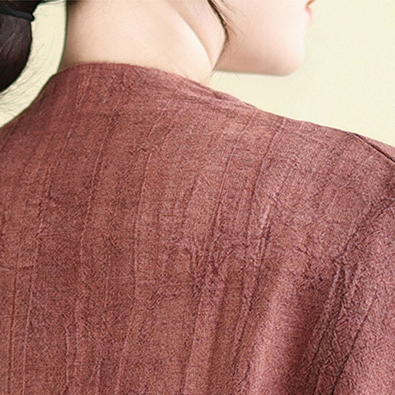 Buddha Stones Plain Long Sleeve Women's Cotton Linen Jacket With Pockets - image 14