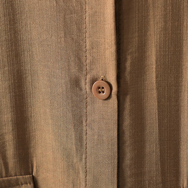 Buddha Stones Plain Buttons Women's Cotton Coat With Pockets - image 7