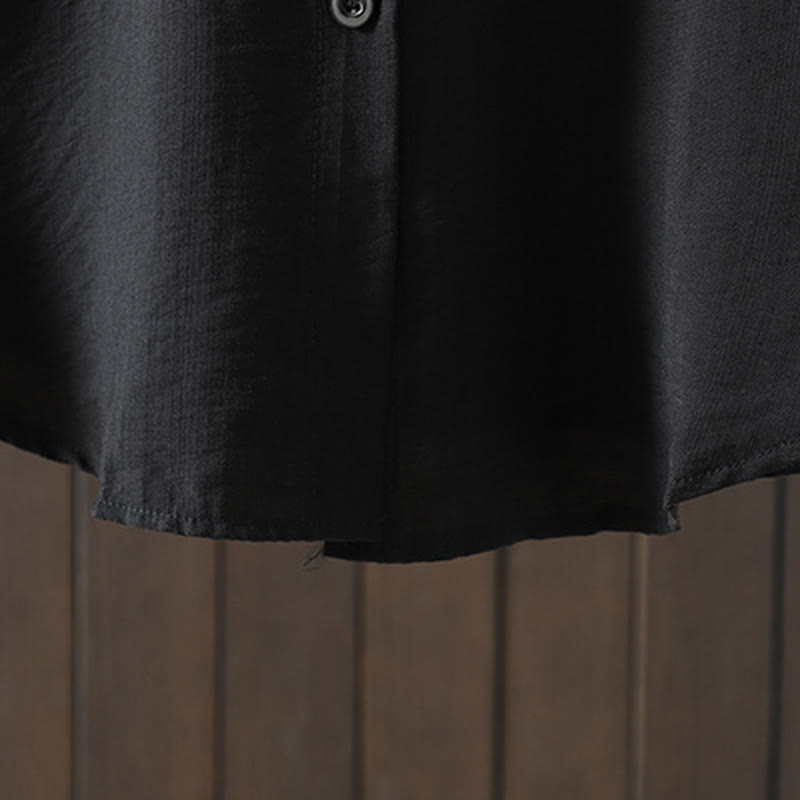 Buddha Stones Plain Buttons Women's Cotton Coat With Pockets - image 14