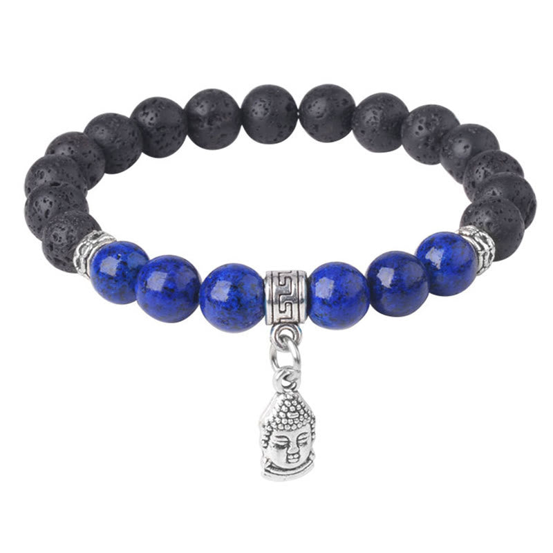 Buddha Stones Black Lava Rock Crystal Beads Animal Pattern Healing Bracelet - image 11