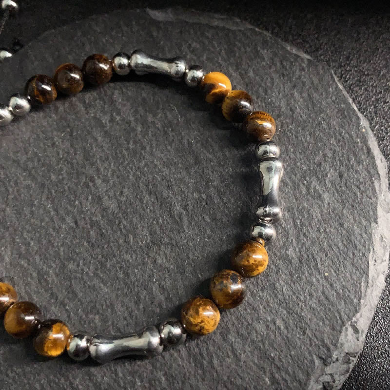 Buddha Stones Cute Bone Pattern Tiger Eye Courage Beads Bracelet - image 7