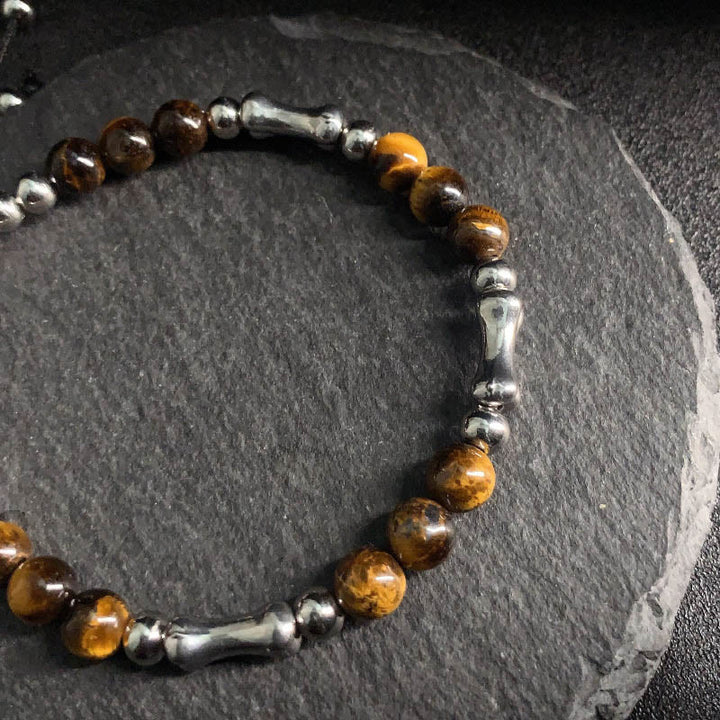 Buddha Stones Cute Bone Pattern Tiger Eye Courage Beads Bracelet - image 7