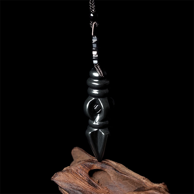 Buddha Stones Tibetan Hetian Cyan Jade Pestle Vajra Dorje Star Harmony Necklace Pendant - image 2