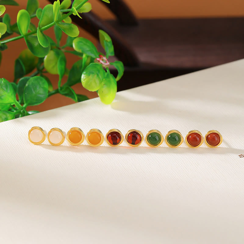 Buddha Stones 925 Sterling Silver Hetian Jade Agate Amber Luck Earrings  - image 21