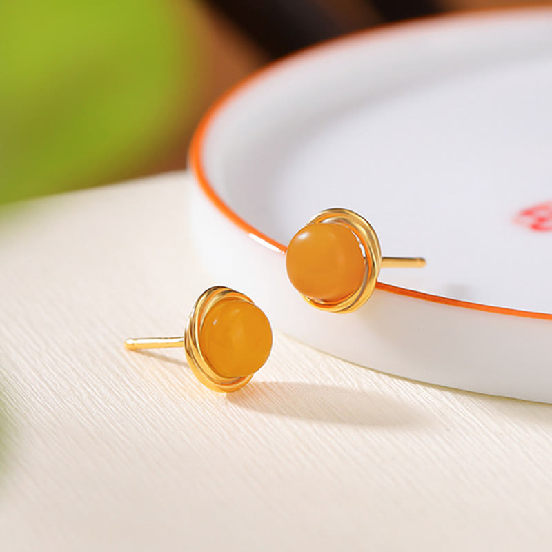 Buddha Stones 925 Sterling Silver Hetian Jade Agate Amber Luck Earrings  - Amber(925 Sterling Silver Posts) - image 17