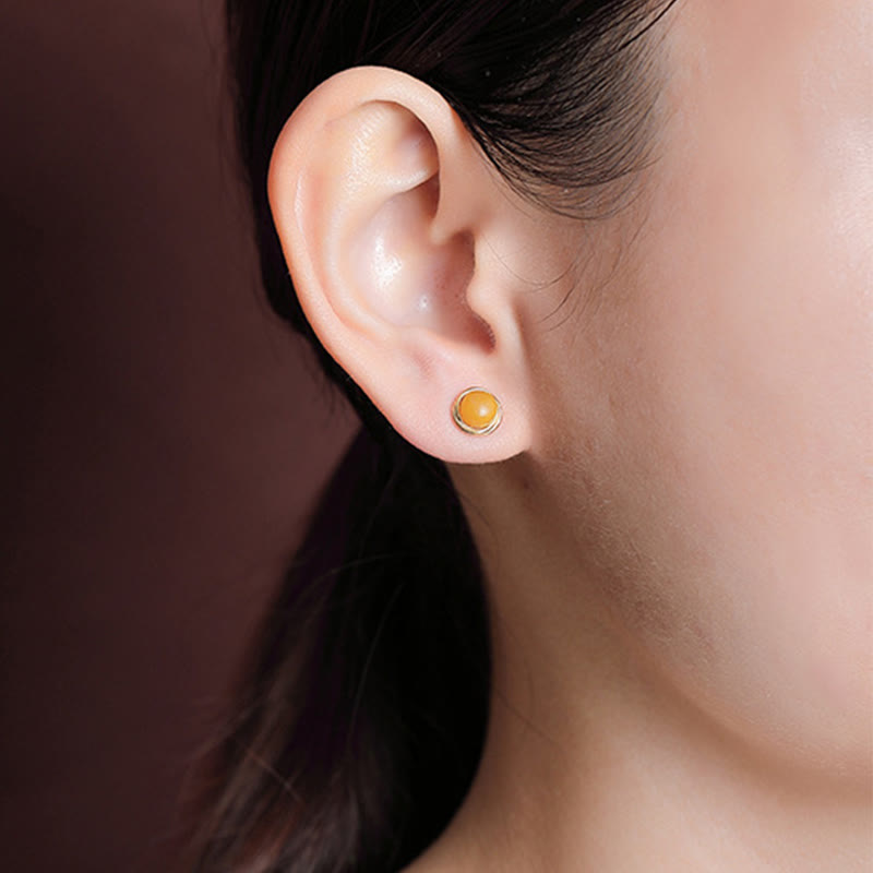 Buddha Stones 925 Sterling Silver Hetian Jade Agate Amber Luck Earrings  - image 19