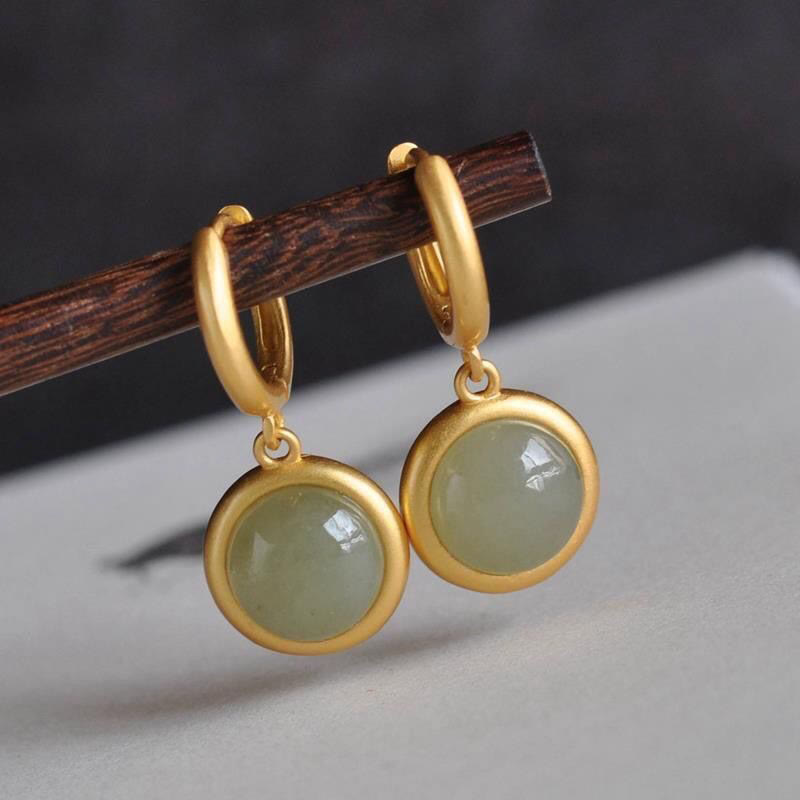 Buddha Stones 925 Sterling Silver White Jade Agate Prosperity Earrings  - Jade(925 Sterling Silver Posts) - image 4