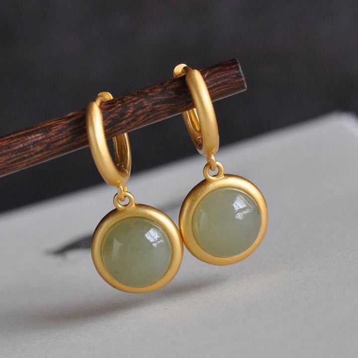 Buddha Stones 925 Sterling Silver White Jade Agate Prosperity Earrings  - Jade(925 Sterling Silver Posts) - image 4