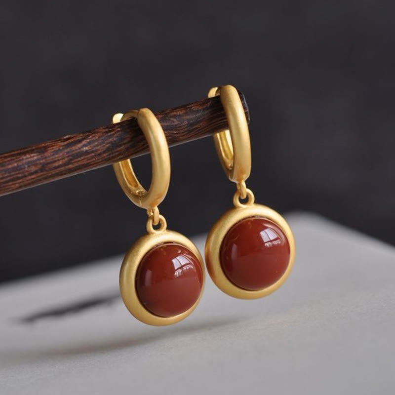 Buddha Stones 925 Sterling Silver White Jade Agate Prosperity Earrings  - image 8