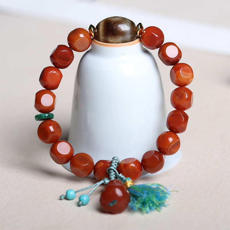 Buddha Stones Natural South Red Agate Pixiu Dzi Bead Fortune Luck Bracelet - image 7