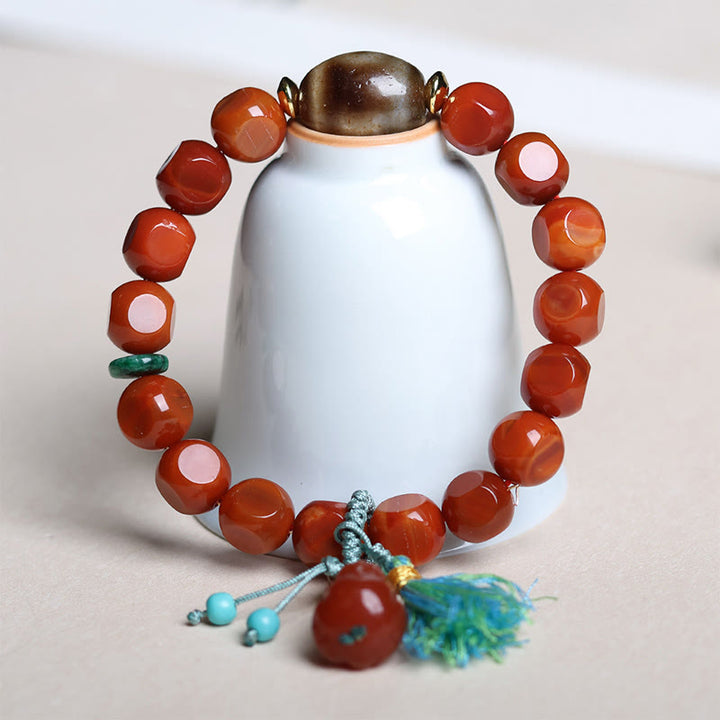 Buddha Stones Natural South Red Agate Pixiu Dzi Bead Fortune Luck Bracelet - image 7