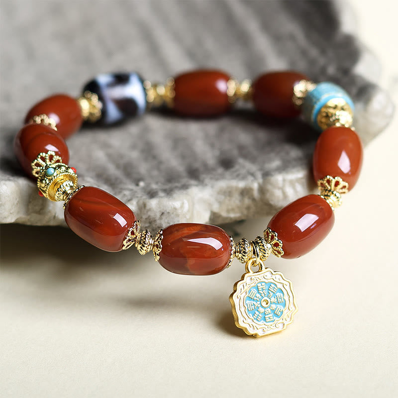 Buddha Stones Natural South Red Agate Bagua Dzi Bead Power Bracelet - image 3