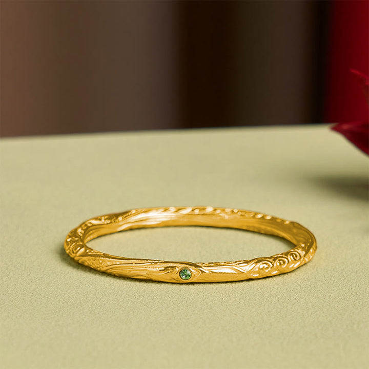 Buddha Stones Hollow Universe Circle Design Copper Plated Gold Wealth Bracelet Bangle - image 2