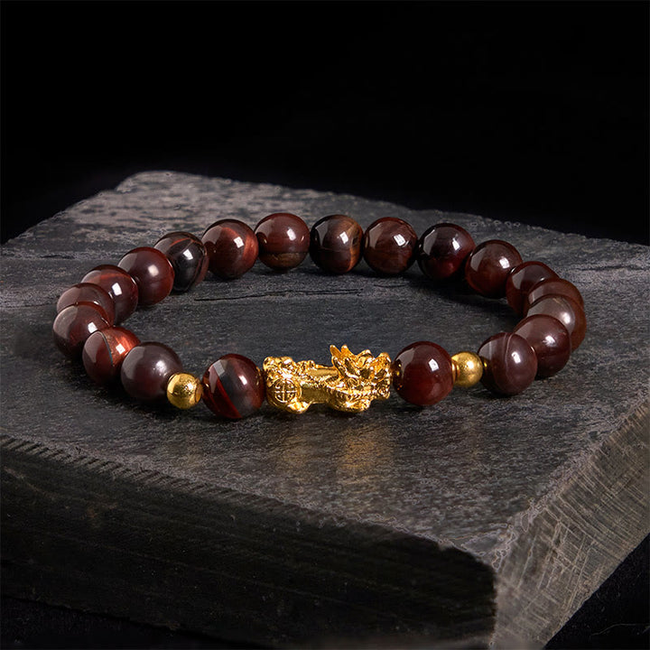 Buddha Stones Various Color Tiger Eye Beads Pixiu Wealth Courage Bracelet - Red Tiger Eye(Wrist Circumference: 17-19cm) - image 15
