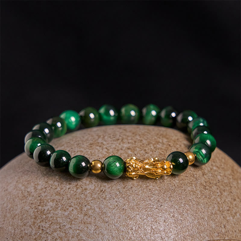 Buddha Stones Various Color Tiger Eye Beads Pixiu Wealth Courage Bracelet - image 21