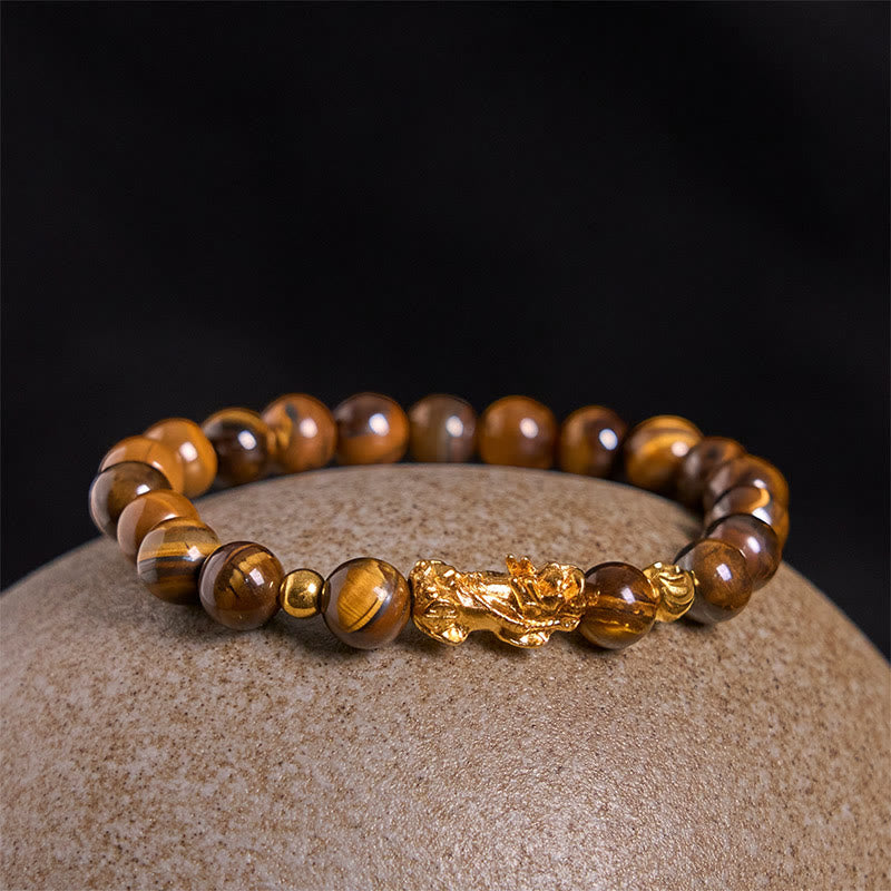 Buddha Stones Various Color Tiger Eye Beads Pixiu Wealth Courage Bracelet - image 1