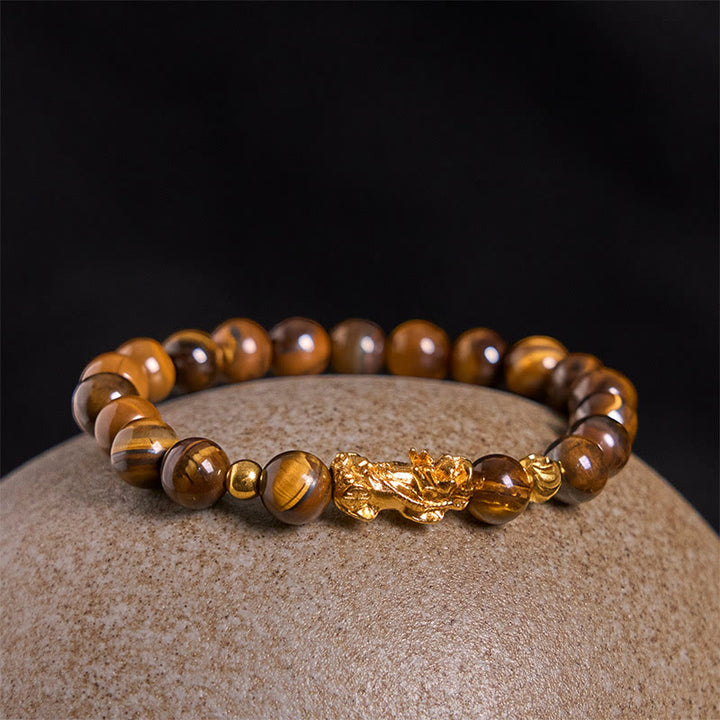 Buddha Stones Various Color Tiger Eye Beads Pixiu Wealth Courage Bracelet - image 1