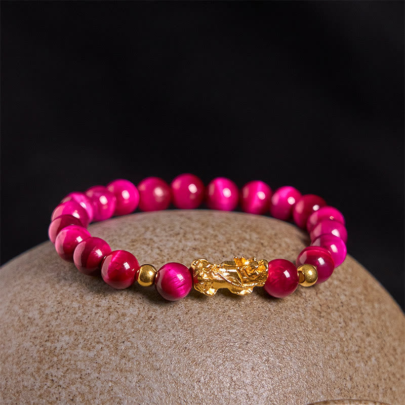 Buddha Stones Various Color Tiger Eye Beads Pixiu Wealth Courage Bracelet - image 12