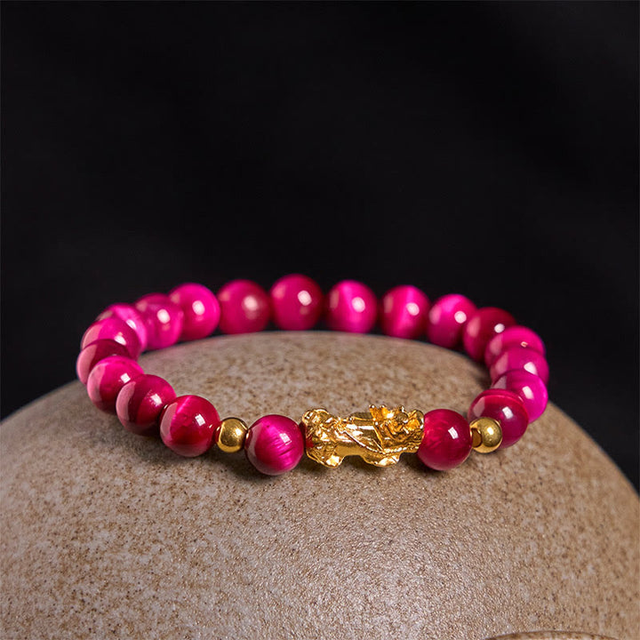 Buddha Stones Various Color Tiger Eye Beads Pixiu Wealth Courage Bracelet - image 12