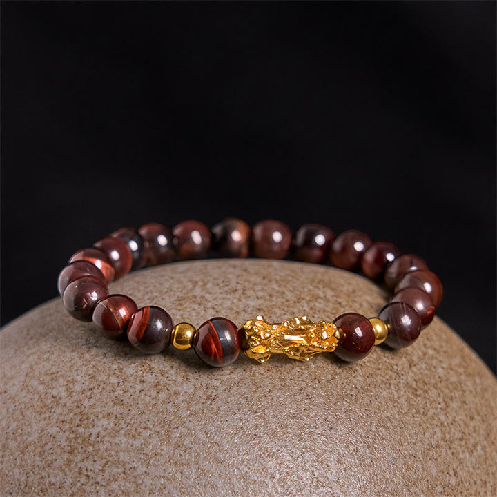 Buddha Stones Various Color Tiger Eye Beads Pixiu Wealth Courage Bracelet - image 16