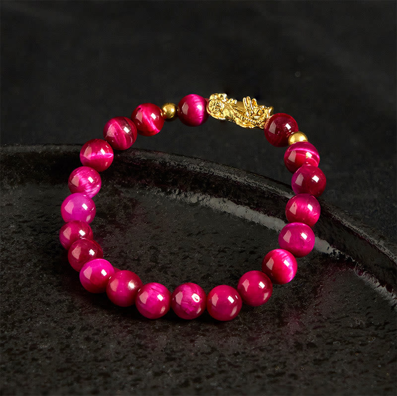 Buddha Stones Various Color Tiger Eye Beads Pixiu Wealth Courage Bracelet - image 13