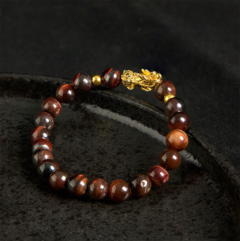 Buddha Stones Various Color Tiger Eye Beads Pixiu Wealth Courage Bracelet - image 17