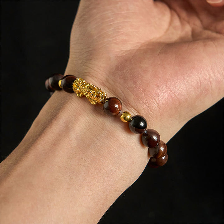 Buddha Stones Various Color Tiger Eye Beads Pixiu Wealth Courage Bracelet - image 18