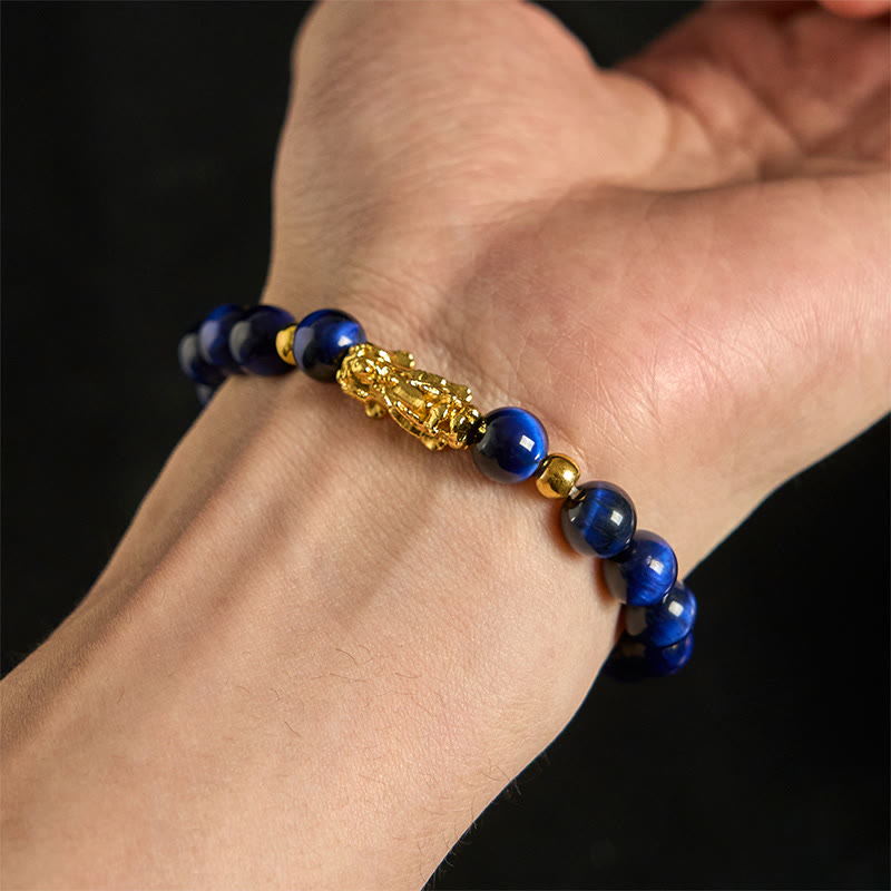 Buddha Stones Various Color Tiger Eye Beads Pixiu Wealth Courage Bracelet - image 9