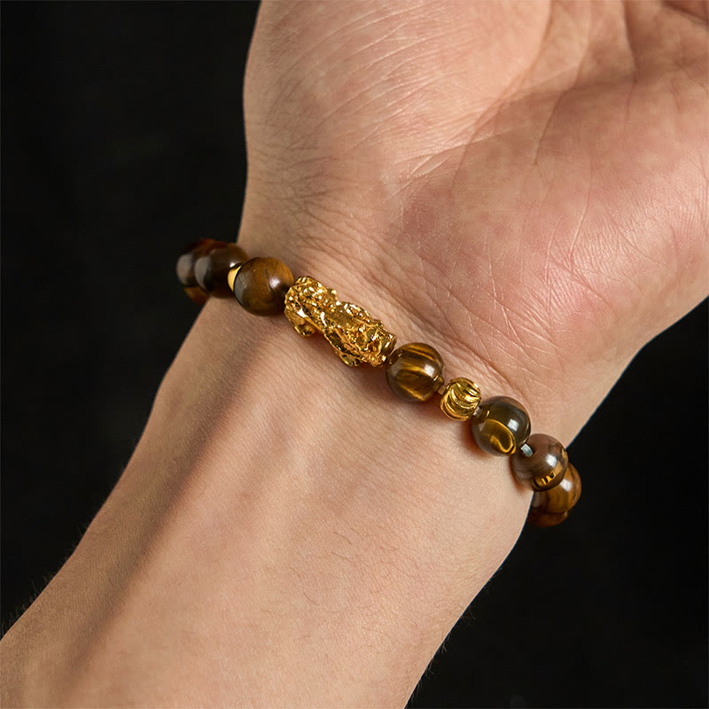 Buddha Stones Various Color Tiger Eye Beads Pixiu Wealth Courage Bracelet - image 3