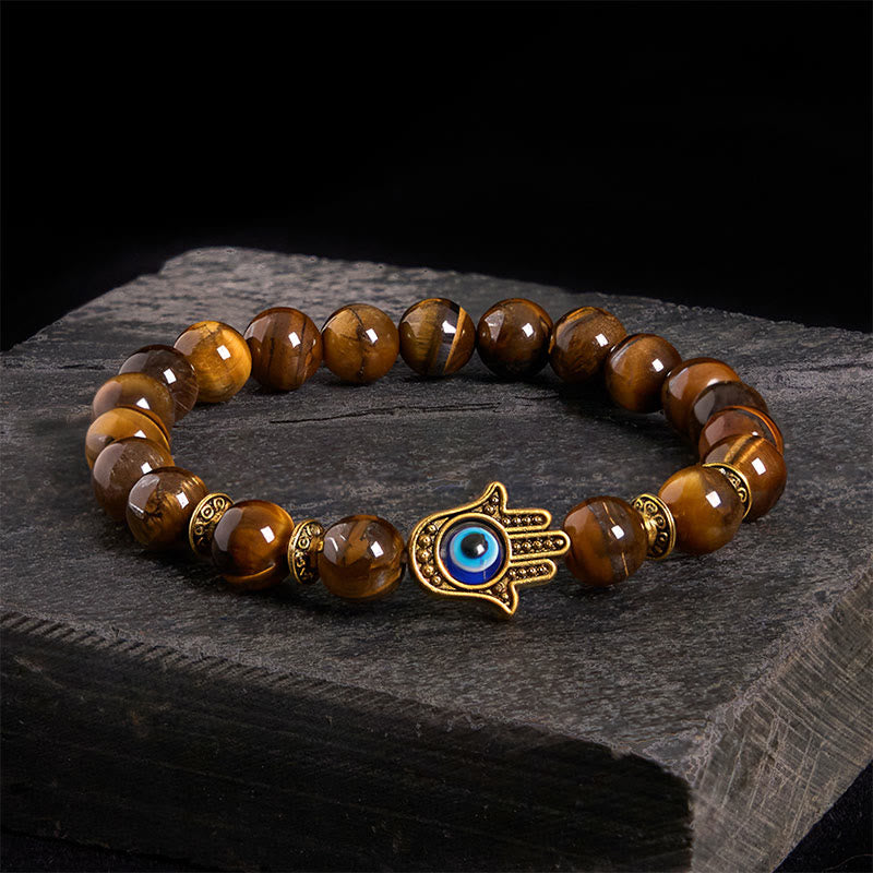 Buddha Stones Tiger Eye Beads Evil Eye Courage Bracelet - Tiger Eye(Wrist Circumference: 17-19cm) - image 0