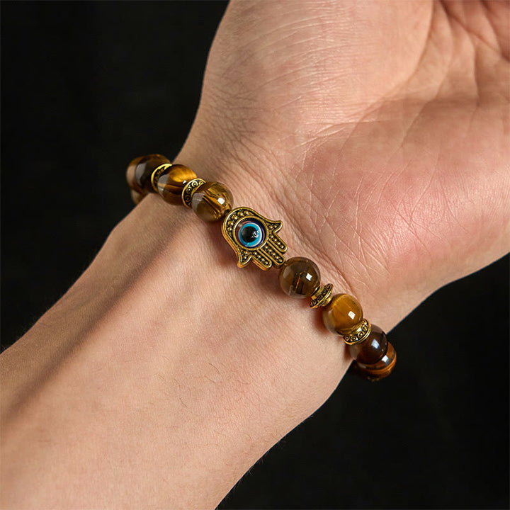 Buddha Stones Tiger Eye Beads Evil Eye Courage Bracelet - image 3