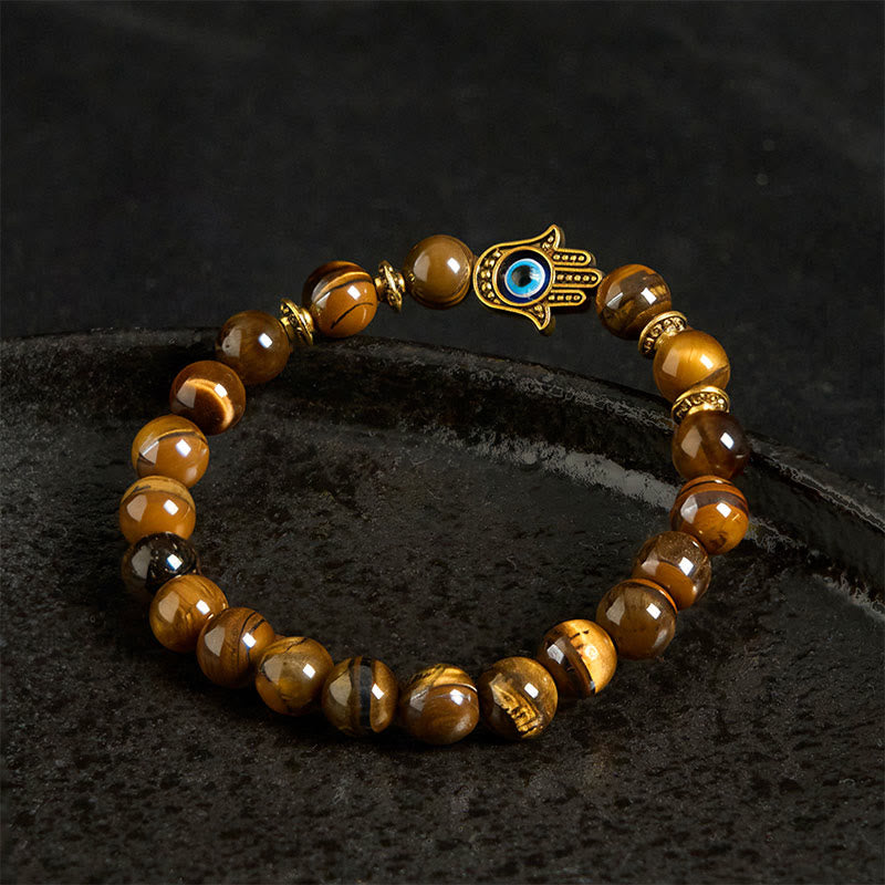 Buddha Stones Tiger Eye Beads Evil Eye Courage Bracelet - image 2