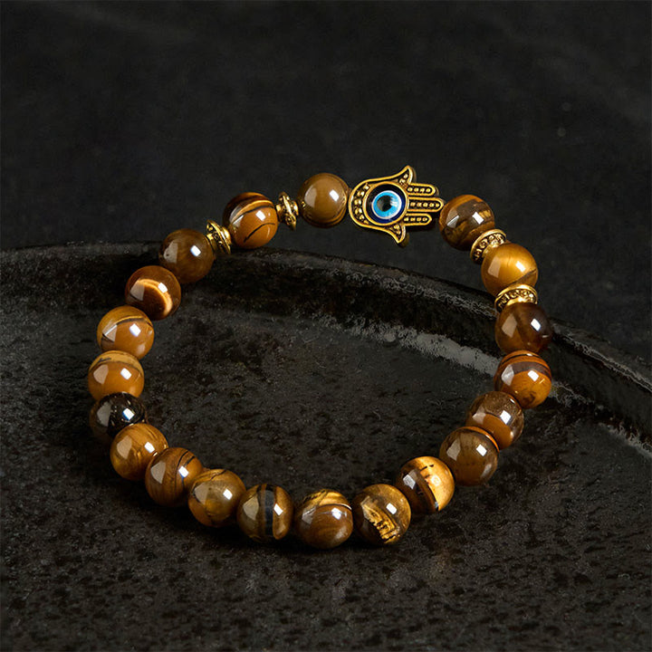 Buddha Stones Tiger Eye Beads Evil Eye Courage Bracelet - image 2