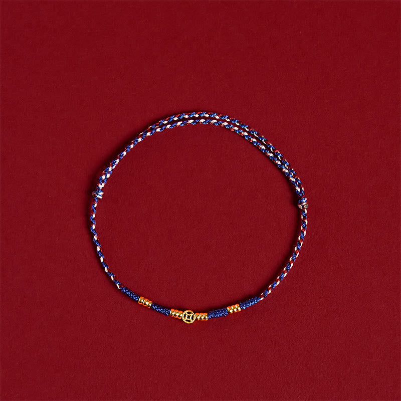 Buddha Stones Handmade Braided Red String Copper Coins Luck Bracelet - image 8