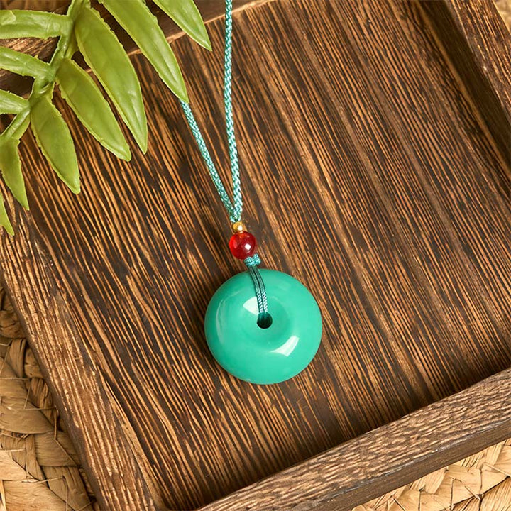 Buddha Stones Turquoise Peace Buckle Rope Balance Necklace Pendant - image 2
