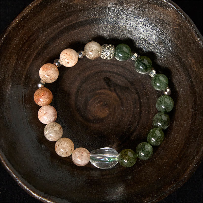 Buddha Stones Natural Green Rutilated Quartz Super Seven Crystal Wealth Bracelet - image 2