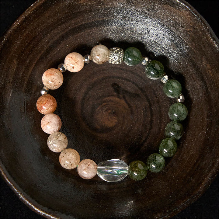 Buddha Stones Natural Green Rutilated Quartz Super Seven Crystal Wealth Bracelet - image 2