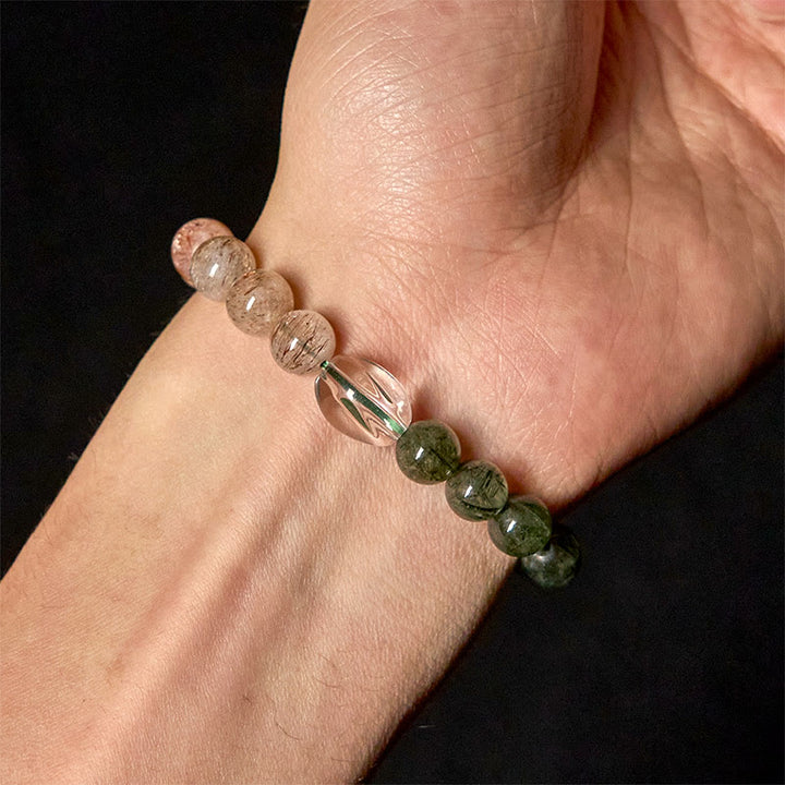 Buddha Stones Natural Green Rutilated Quartz Super Seven Crystal Wealth Bracelet - image 4