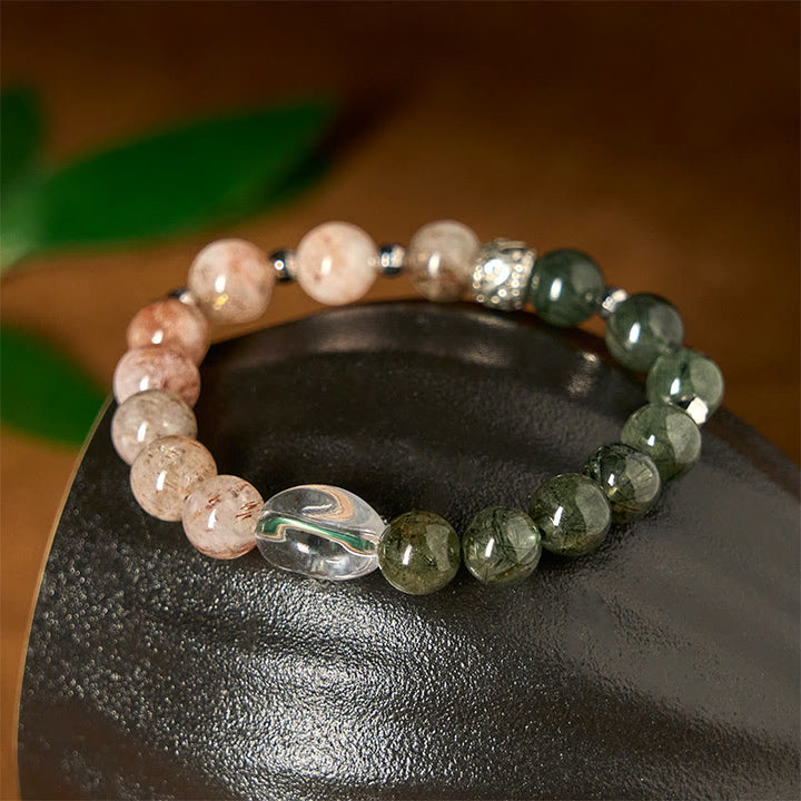 Buddha Stones Natural Green Rutilated Quartz Super Seven Crystal Wealth Bracelet - image 3