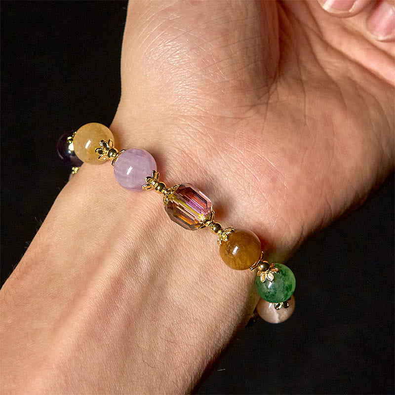 Buddha Stones Natural Dunhuang Colorful Beads Amethyst Lazurite Balance Bracelet - image 4