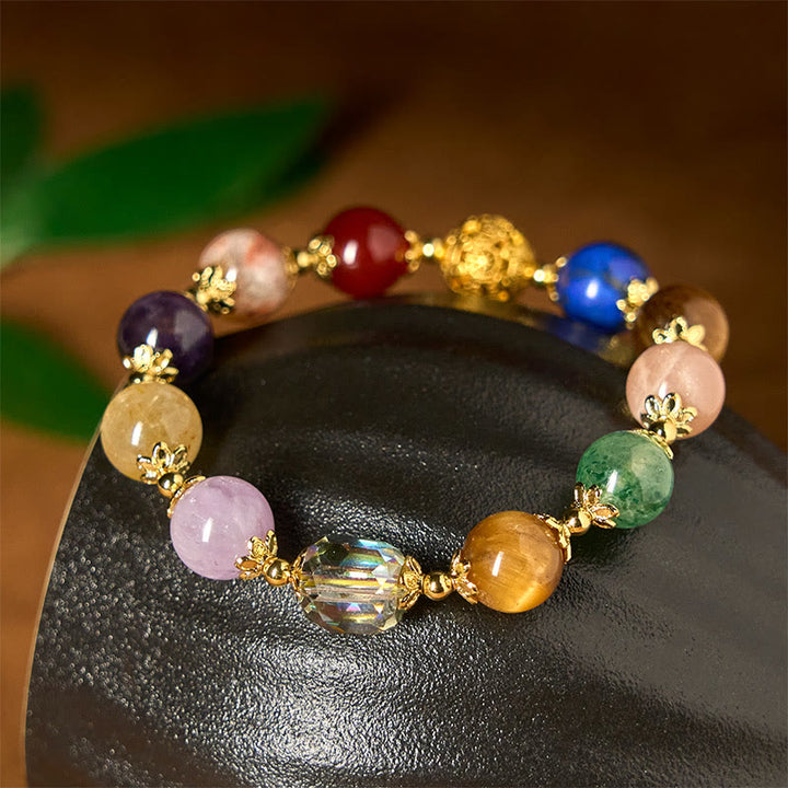 Buddha Stones Natural Dunhuang Colorful Beads Amethyst Lazurite Balance Bracelet - Amethyst(Wrist Circumference: 14-16cm) - image 0