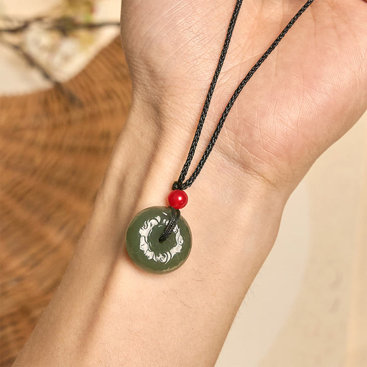 Buddha Stones "Wishing You Peace and Safety" Peace Buckle Jade Necklace Includes Gift Message Card - image 13